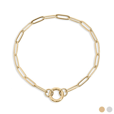 Gold Paperclip Charm Keeper Bracelet