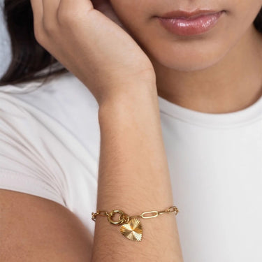 Gold Paperclip Charm Keeper Bracelet