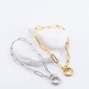 Gold and Silver Paperclip Charm Keeper Bracelets