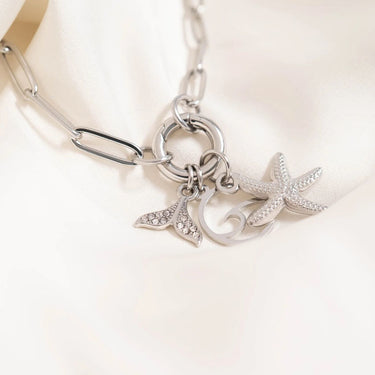 Silver Paperclip Charm Keeper Bracelet