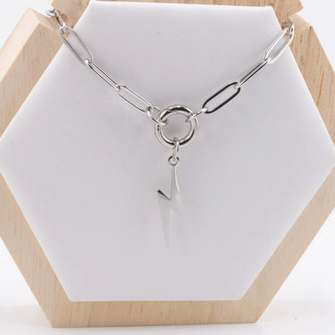 Silver Paperclip Charm Keeper Bracelet