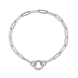 Silver Paperclip Charm Keeper Bracelet