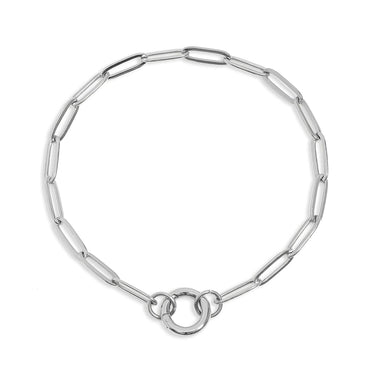 Silver Paperclip Charm Keeper Bracelet