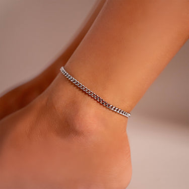 Stainless Steel Diamond Cut Curb Chain Bracelet or Anklet