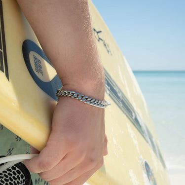 Stainless Steel Diamond Cut Curb Chain Bracelet or Anklet