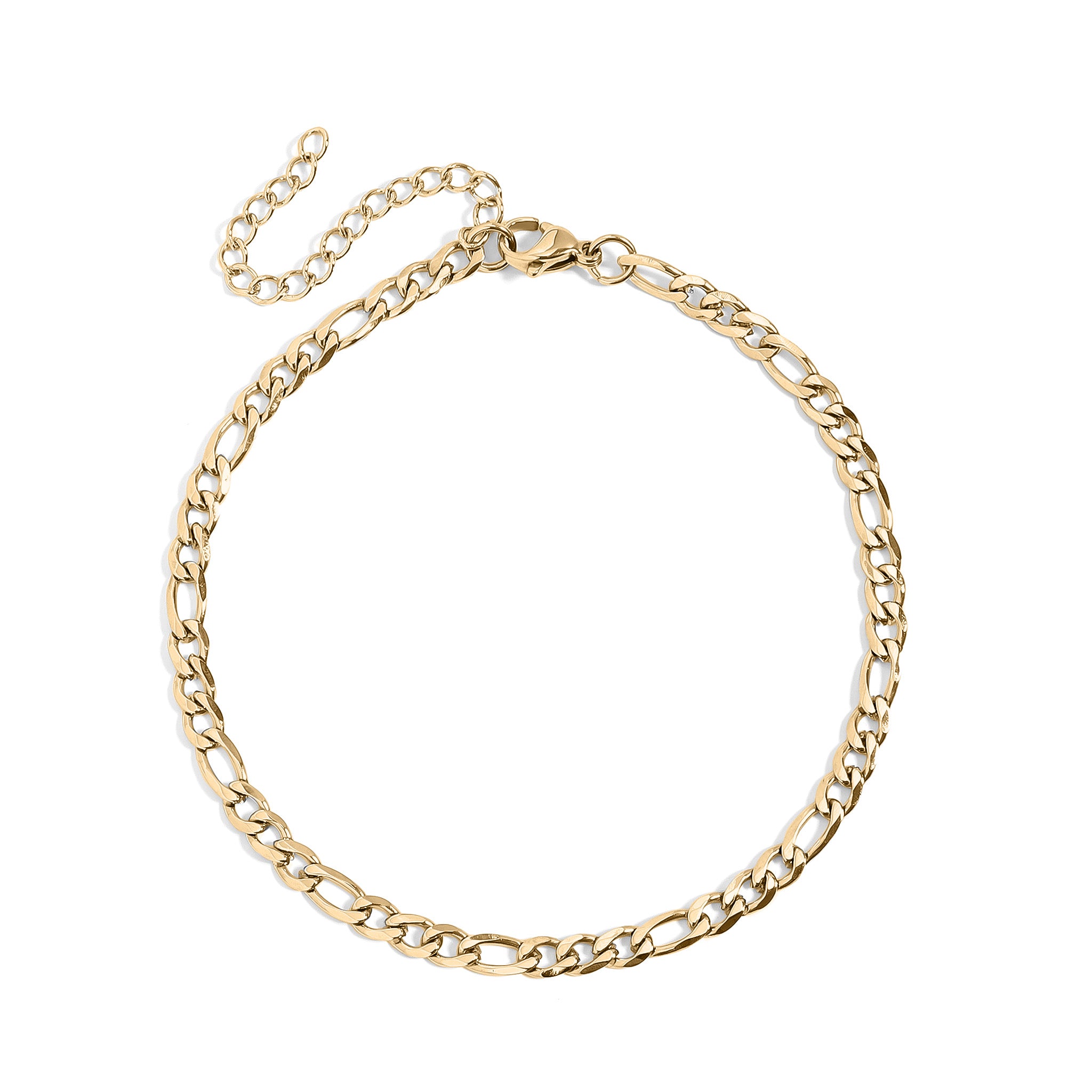 18K Gold PVD Rostfritt stål Figaro -kedjemband eller ankel / Brj9097