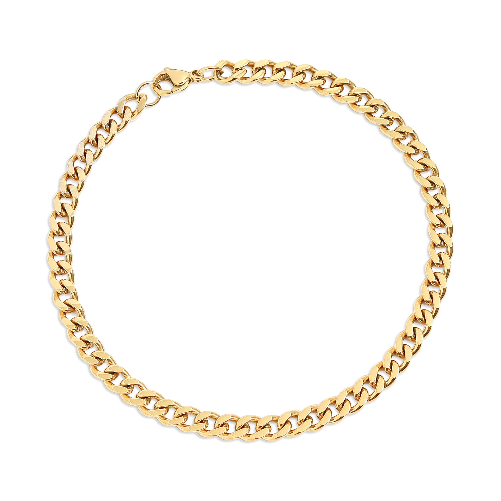 18K Gold PVD Stainless Steel Diamond Cut Curb Chain Bracelet / BRJ9098