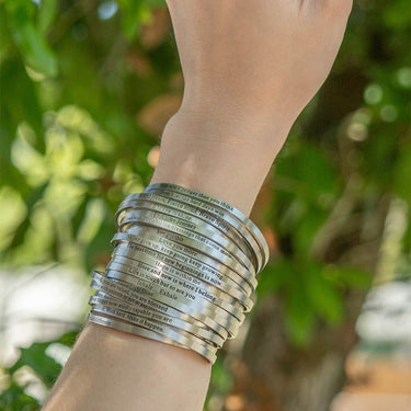 18K Gold PVD Stainless Steel Engraved Bangle Bracelet