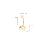 Wholesale Jewelry 18K Gold Stainless Steel Lotus Flower Belly Button Ring- gold dimension photo  