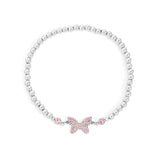 Wholesale jewelry 18K Gold PVD Stainless Steel Butterfly Beaded Stretch Bracelet - stainless main 