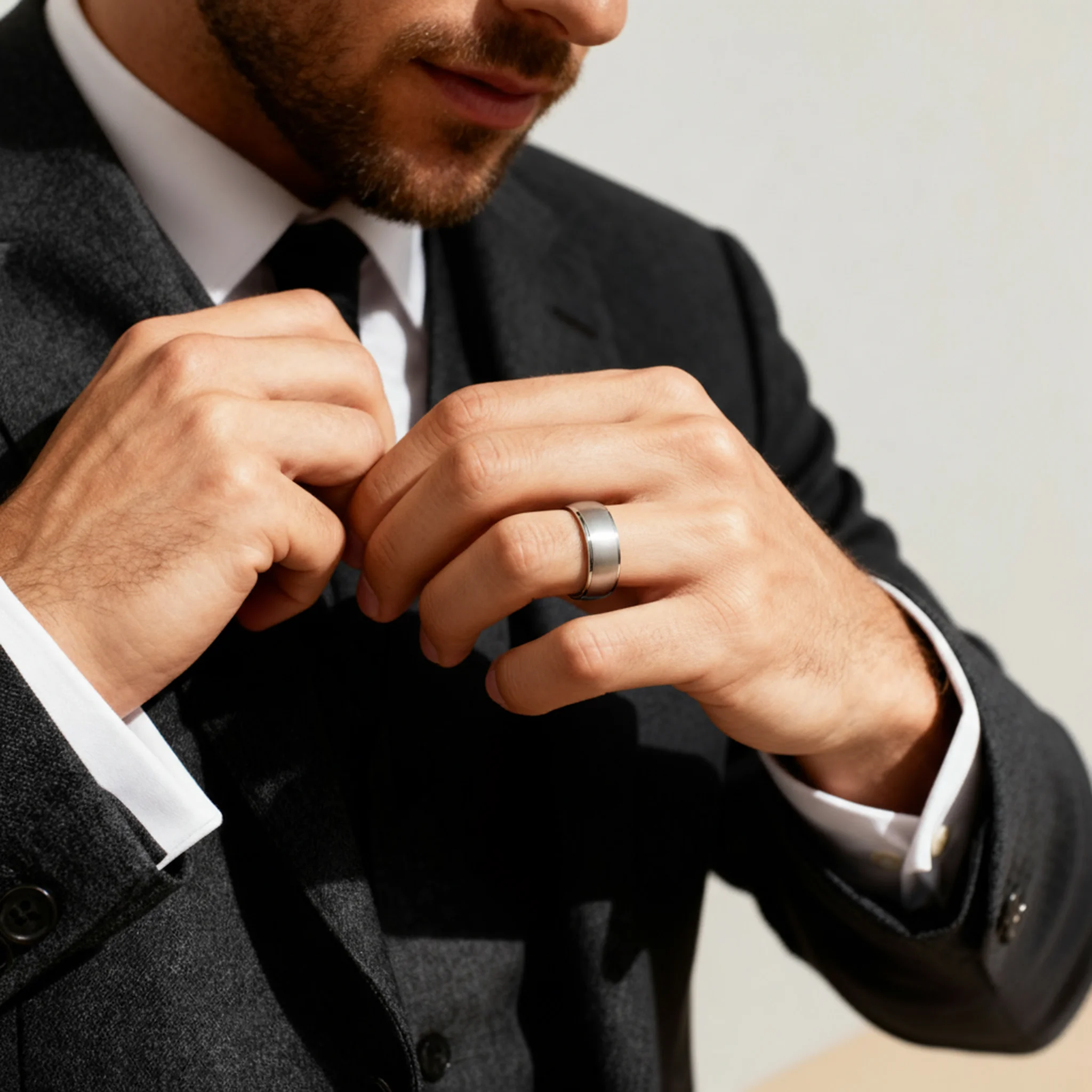 Anneau vide en acier inoxydable large bord poli brossé Polied/cfr0001