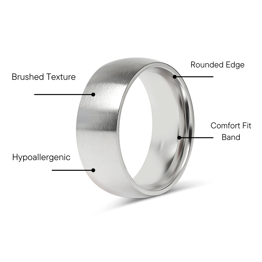 Stainless Steel Brushed Rounded Blank Ring Features