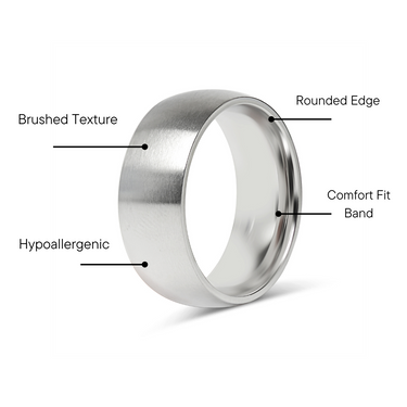 Stainless Steel Brushed Rounded Blank Ring Features