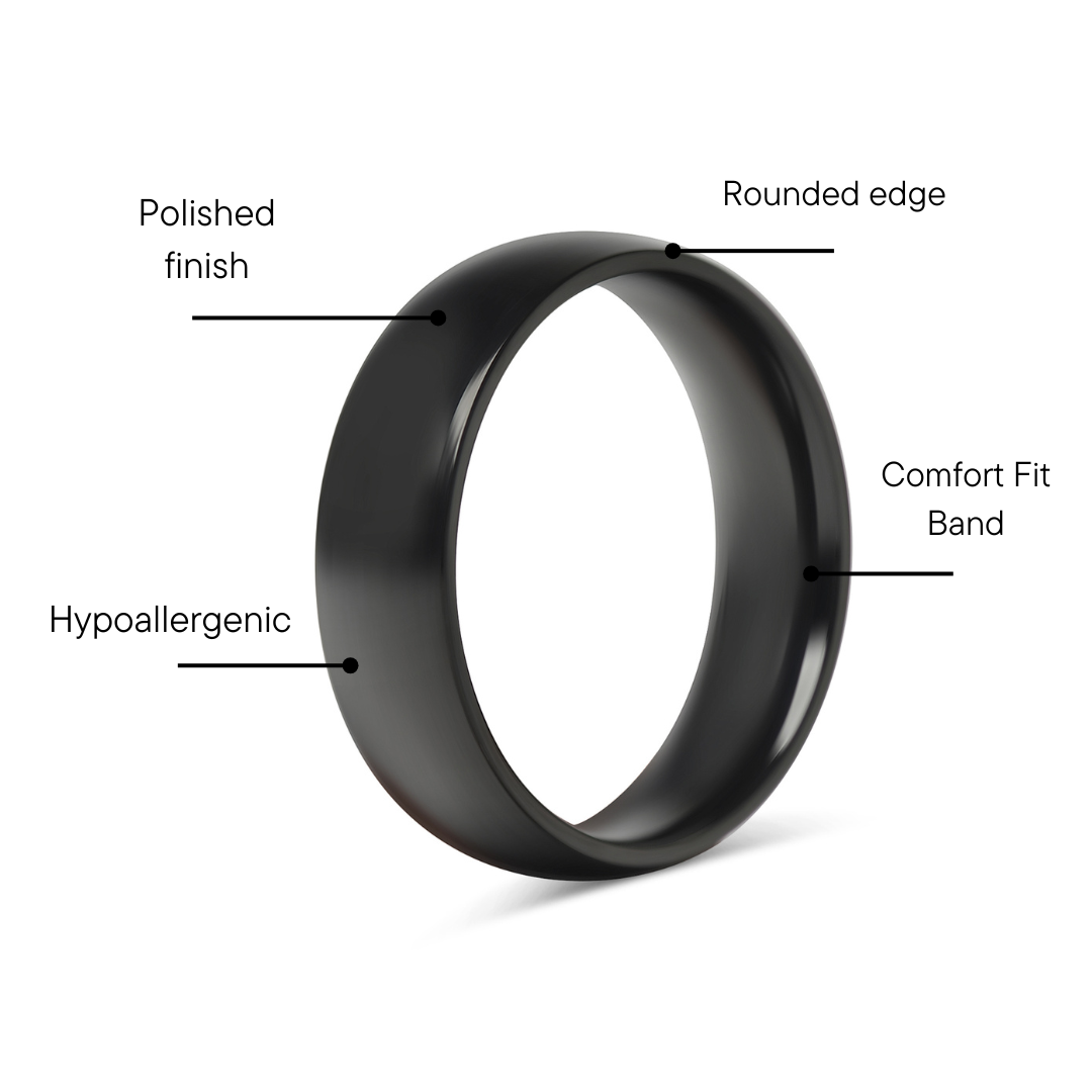 Black Stainless Steel Blank Ring Features Graphic