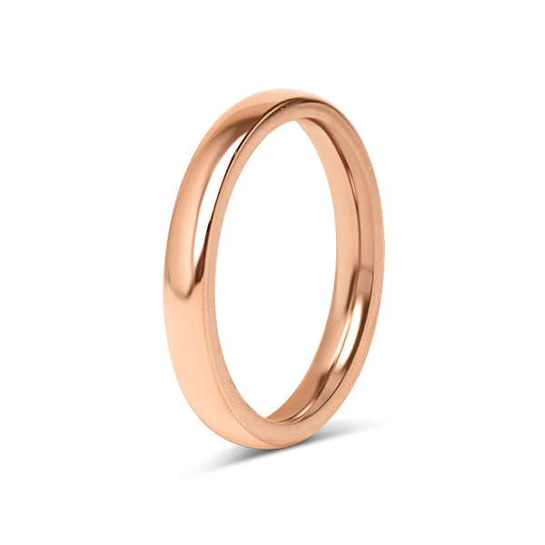 Wholesale Polished Rose Gold Rounded Stainless Steel Blank Ring