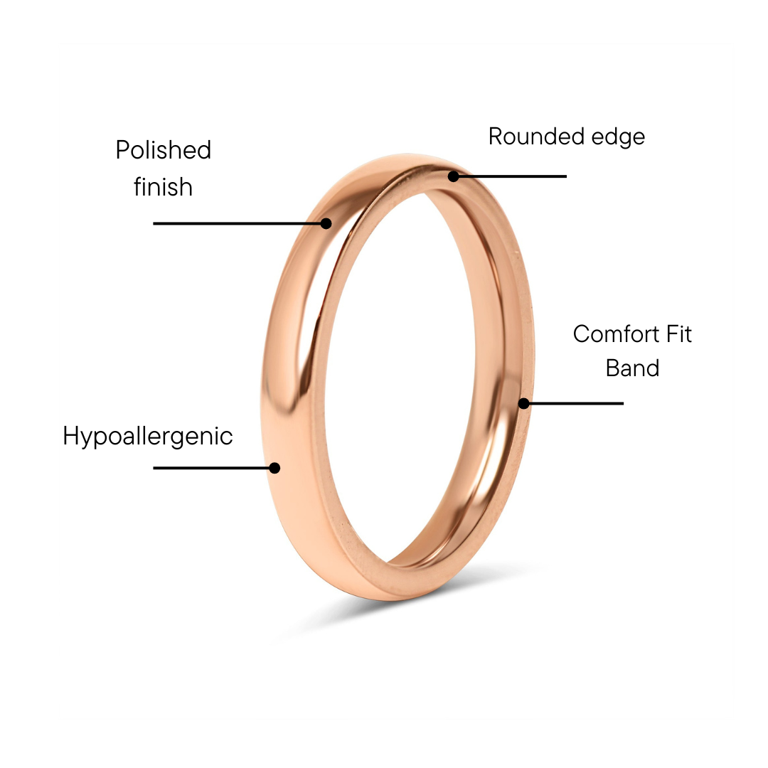 Rose Gold Rounded Stainless Steel Blank Ring Feature graphic
