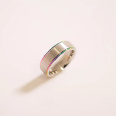 Stainless Steel Rainbow Edge Brushed Center Ring 