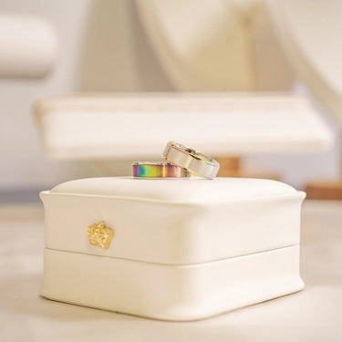 Stainless Steel Rainbow Edge Brushed Center Ring 
