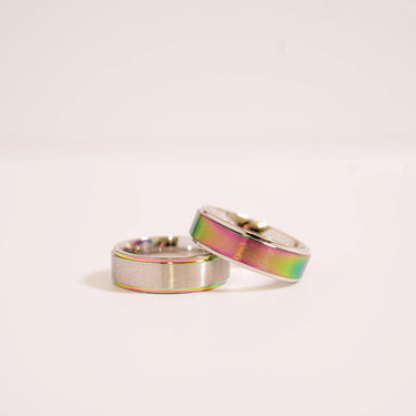Stainless Steel Rainbow Edge Brushed Center Ring 