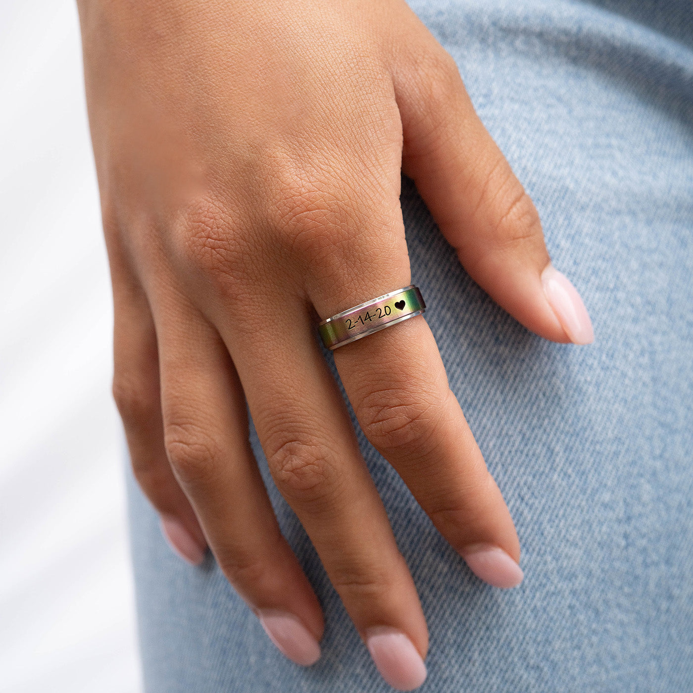 Stainless Steel Rainbow Center Polished Edge Ring