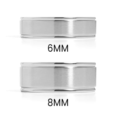 Stainless Steel Blank Ring Brushed Center Grooved Edge Sizes 6MM, 8MM