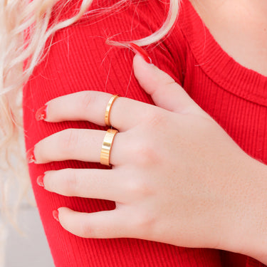 Flat Gold Stainless Steel Blank Ring Lifestyle