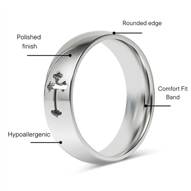 Cross Cutout Polished Stainless Steel Ring Feature Graphic