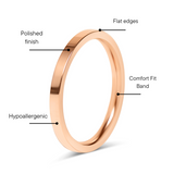 Rose Gold Stainless Steel Flat Edge Ring Feature Graphic