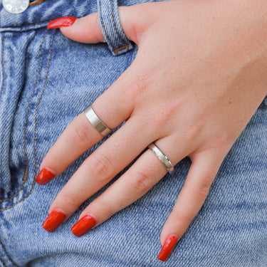 Brushed Beveled Edge Stainless Steel Blank Ring Lifestyle
