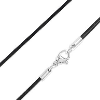 Black Leather Cord Necklace With Stainless Steel Lobster Clasp