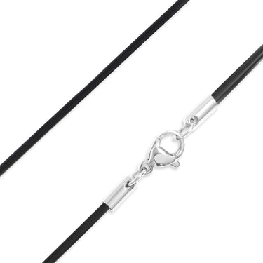 Black Leather Cord Necklace With Stainless Steel Lobster Clasp
