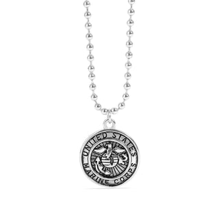United States Marine Corps Stainless Steel Polished Pendant on Ball Chain