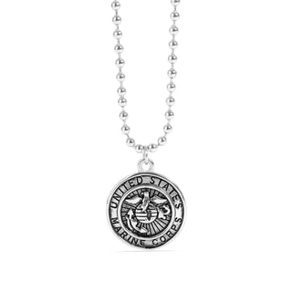 United States Marine Corps Stainless Steel Polished Pendant on Ball Chain