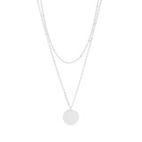 Stainless Steel Loop & Satellite Chain Layered Pendant Necklace