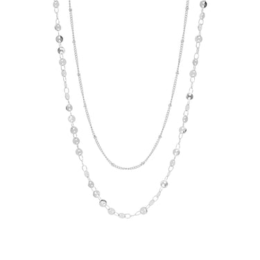 Stainless Steel Circle & Satellite Chain Layered Necklace