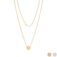 18K Gold PVD Layered Chain Pearl Charm Necklace 