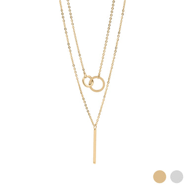 18K Gold PVD Edelstahlverriegelungskreis und Stangenschichtschicht Halskette/CHN0006