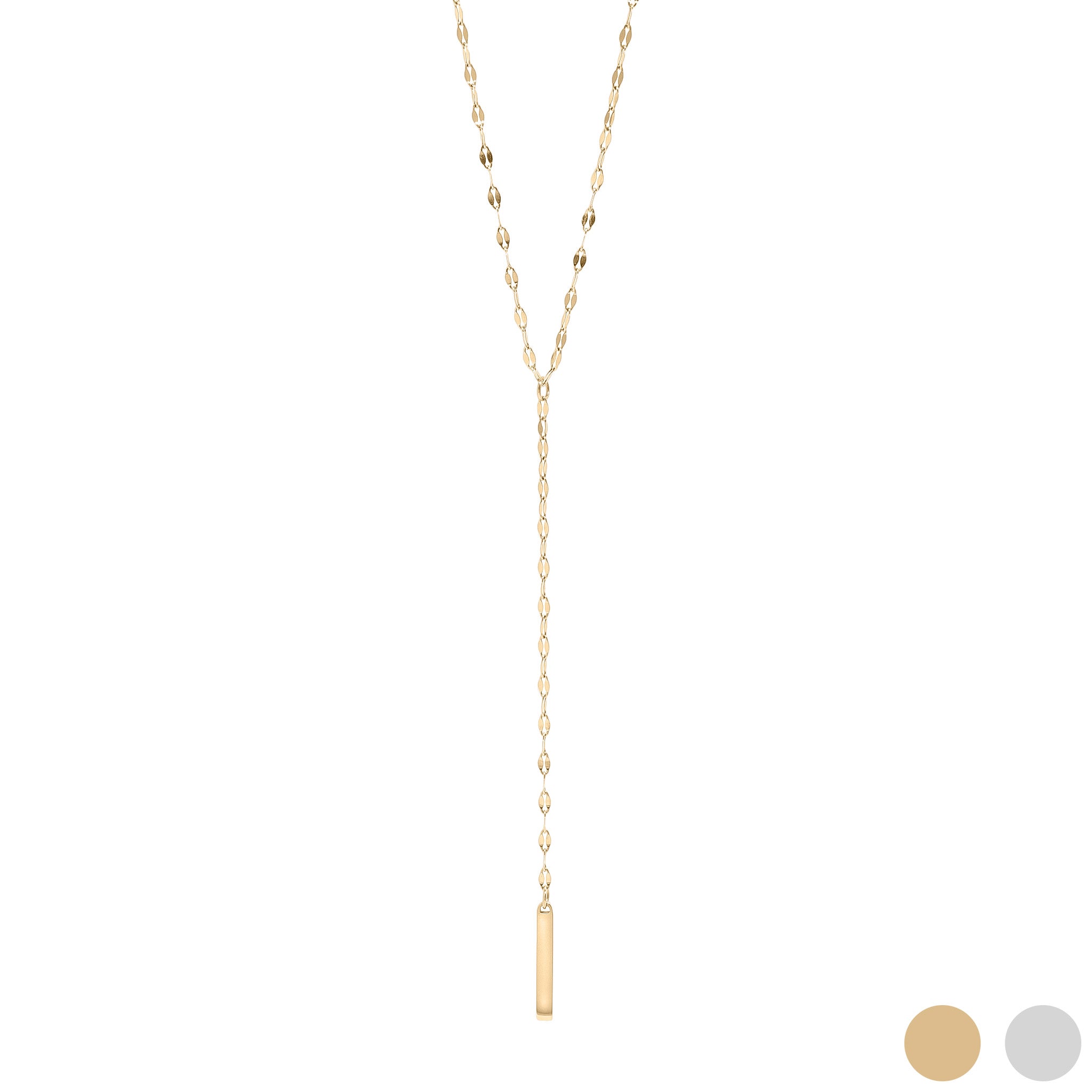 18K guld PVD rostfritt stål Y-formad blank barhänge Lariat halsband / CHN0007