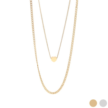 18k Gold PVD Rostfritt stål tomt hjärta Pendant Layered Necklace / CHN0011