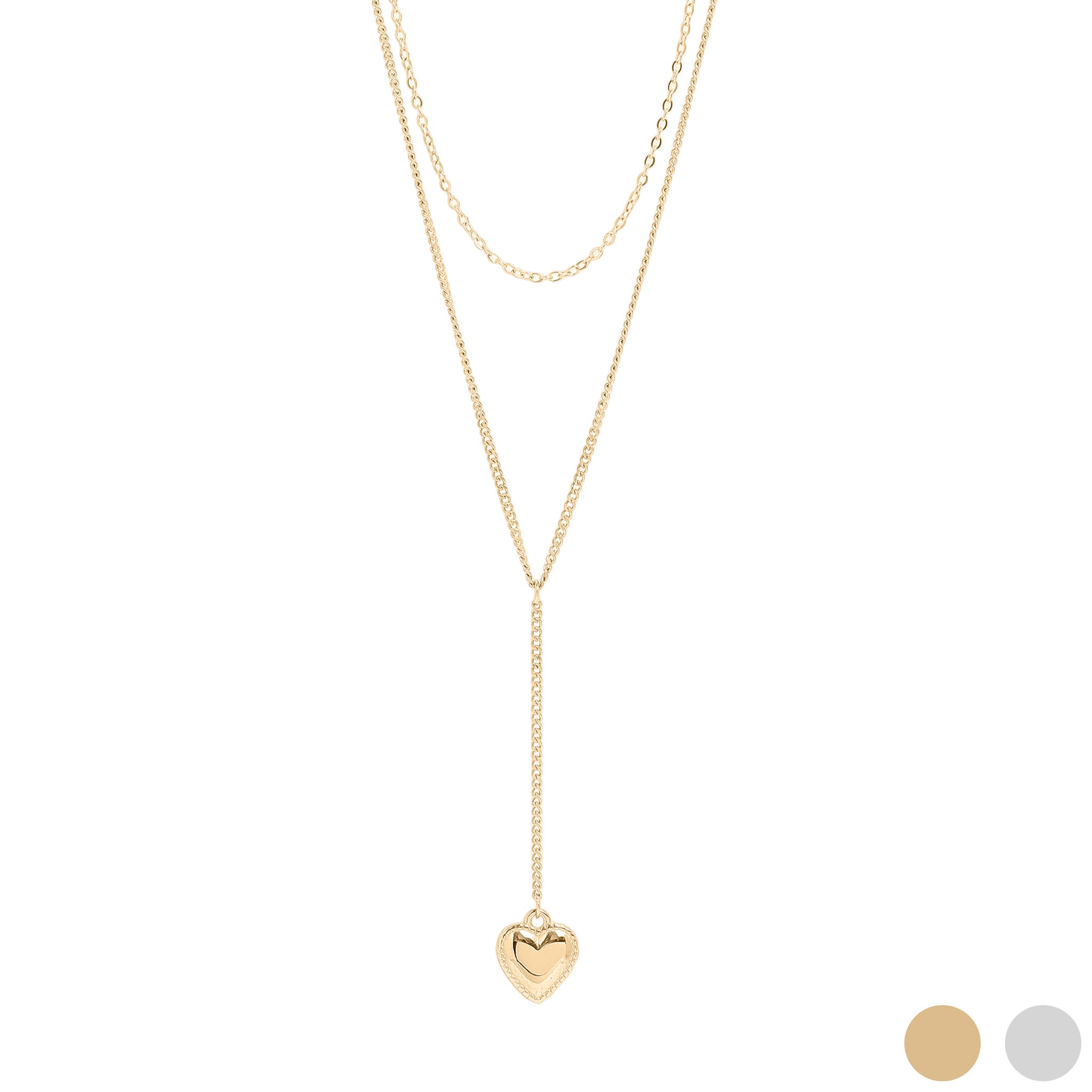 18K guld PVD rostfritt stål Layered Lariat Heart Charm Halsband / CHN0014