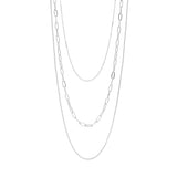 18K Gold PVD Layered Loop, Paperclip, & Box Chain Necklace