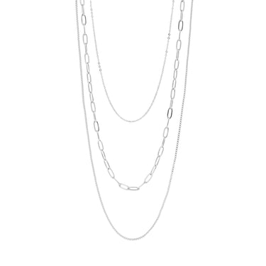 18K Gold PVD Layered Loop, Paperclip, & Box Chain Necklace