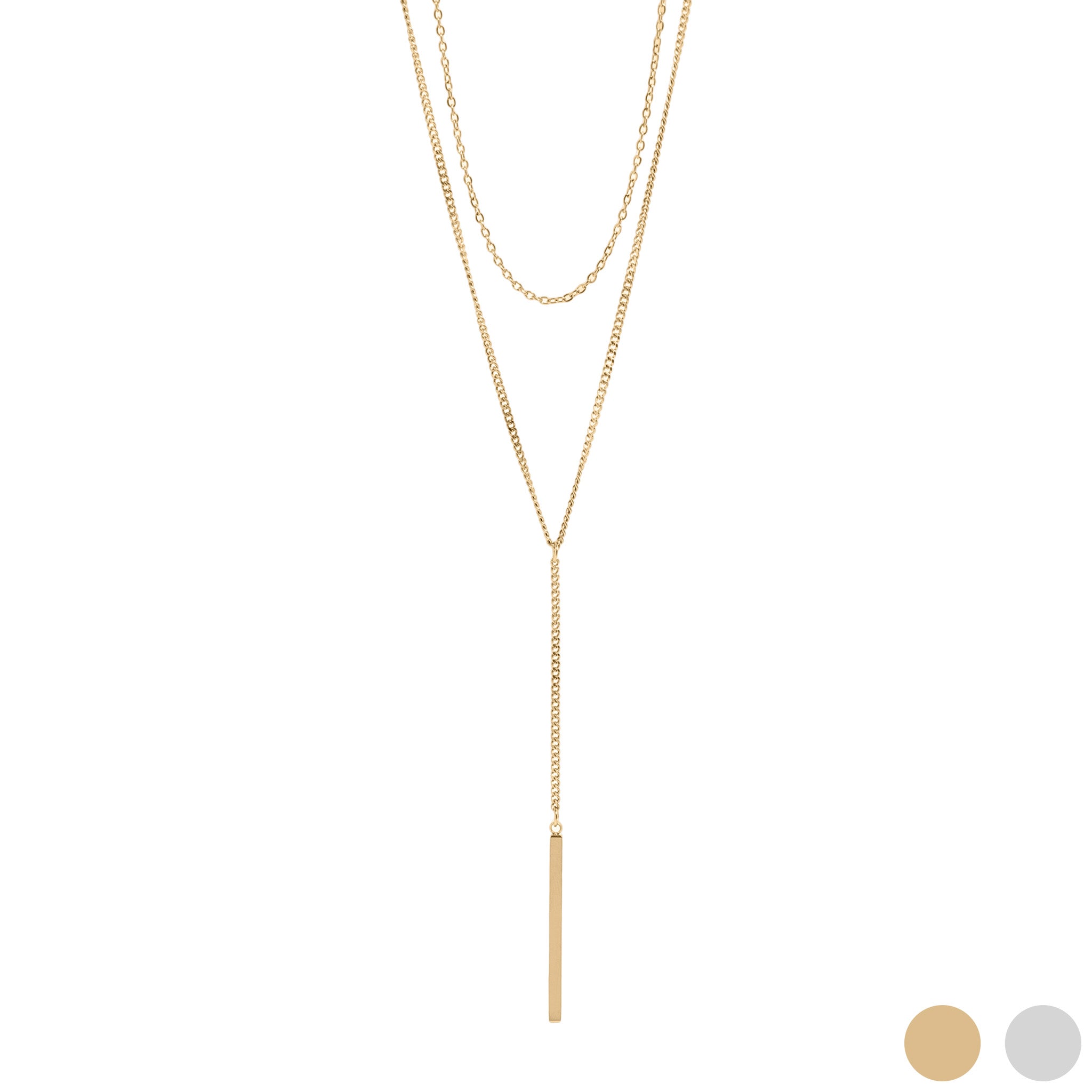 18K guld PVD rostfritt stål Y-formad barhänge Layered Lariat halsband / CHN0018