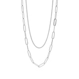 Layered Paperclip & Curb Chain Necklace