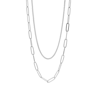 Layered Paperclip & Curb Chain Necklace