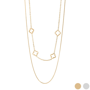 18K Gold PVD Edelstahl geschichtetes Klee Charm Halskette/CHN0020