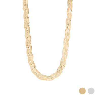 18K Gold PVD Interwoven Herringbone Chain Necklace