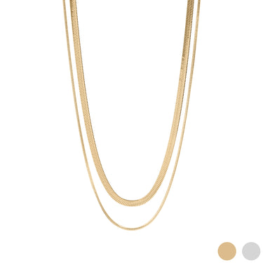 Gold PVD en or 18 carats en acier inoxydable et collier de chaîne en couches de serpent/CHN0025