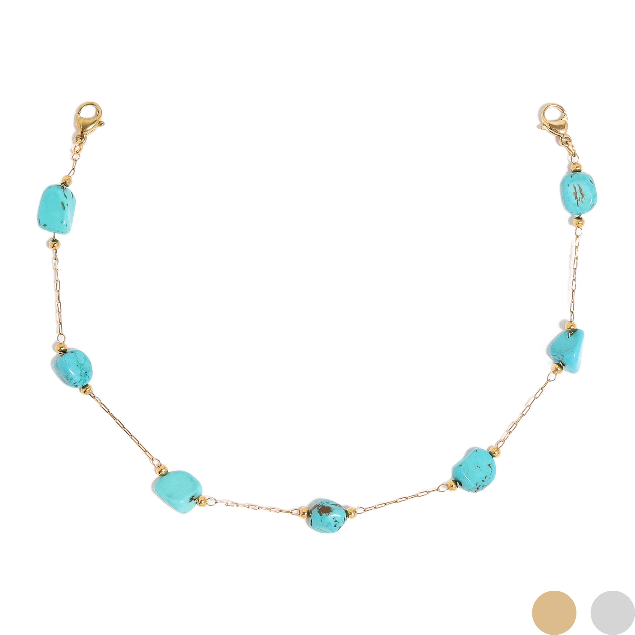 18k Gold PVD Rostfritt stål Turkois Stone Trucker Hat Chain / CHN0033
