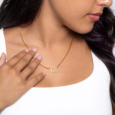 Wholesale jewelry 24 pc 18K Gold PVD Stainless Steel Angel Number Necklace Set- gold model 